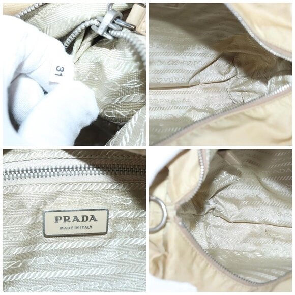 PRADA Shoulder Bag Nylon 2way Beige Silver Auth bs20501 - Picture 15 of 16